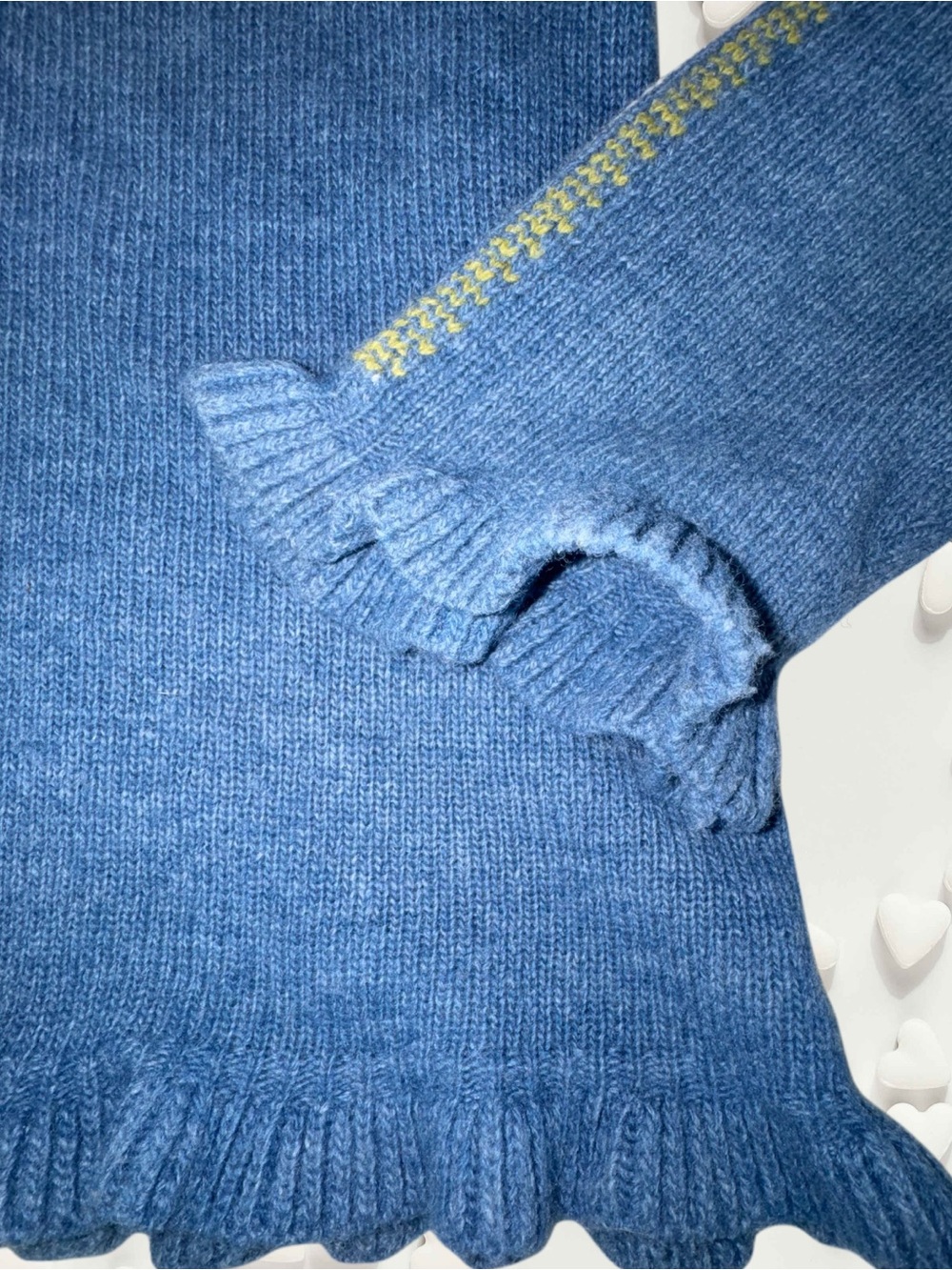 Sundance Blue Embroidered Ruffle Cardigan Sweater Boho Cottagecore - Picture 6 of 14